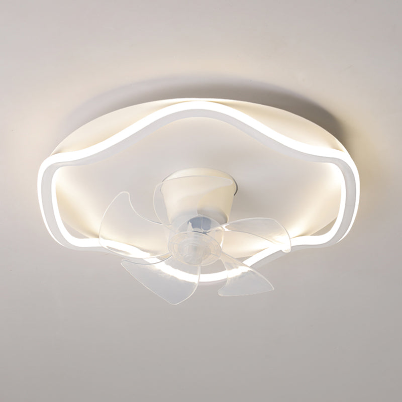 Nordic Style LED Ceiling Fan Wave Fan Lighting in White for Bedroom