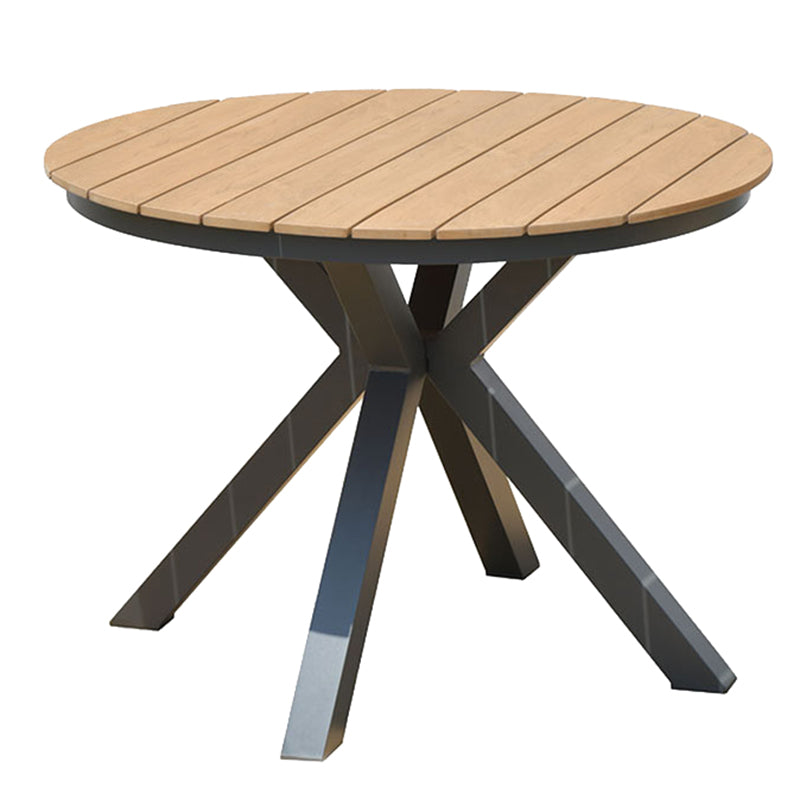 Modern Artificial Wood Courtyard Table Geometric Outdoor Table