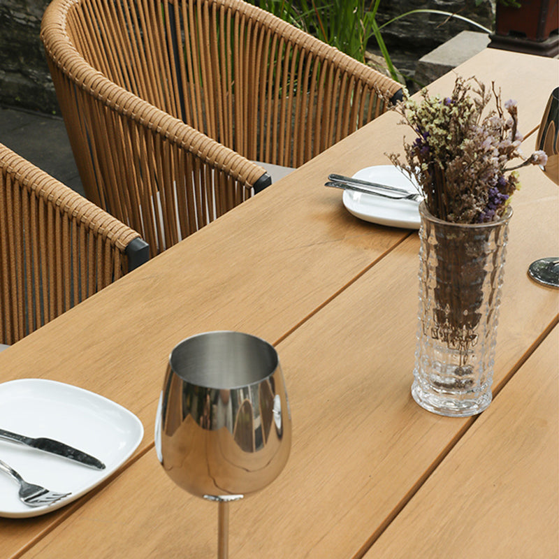 Modern Artificial Wood Courtyard Table Geometric Outdoor Table