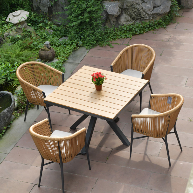 Modern Artificial Wood Courtyard Table Geometric Outdoor Table