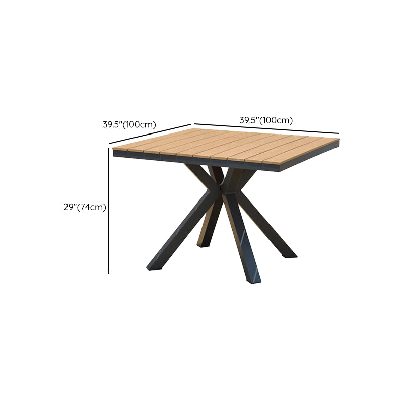 Modern Artificial Wood Courtyard Table Geometric Outdoor Table