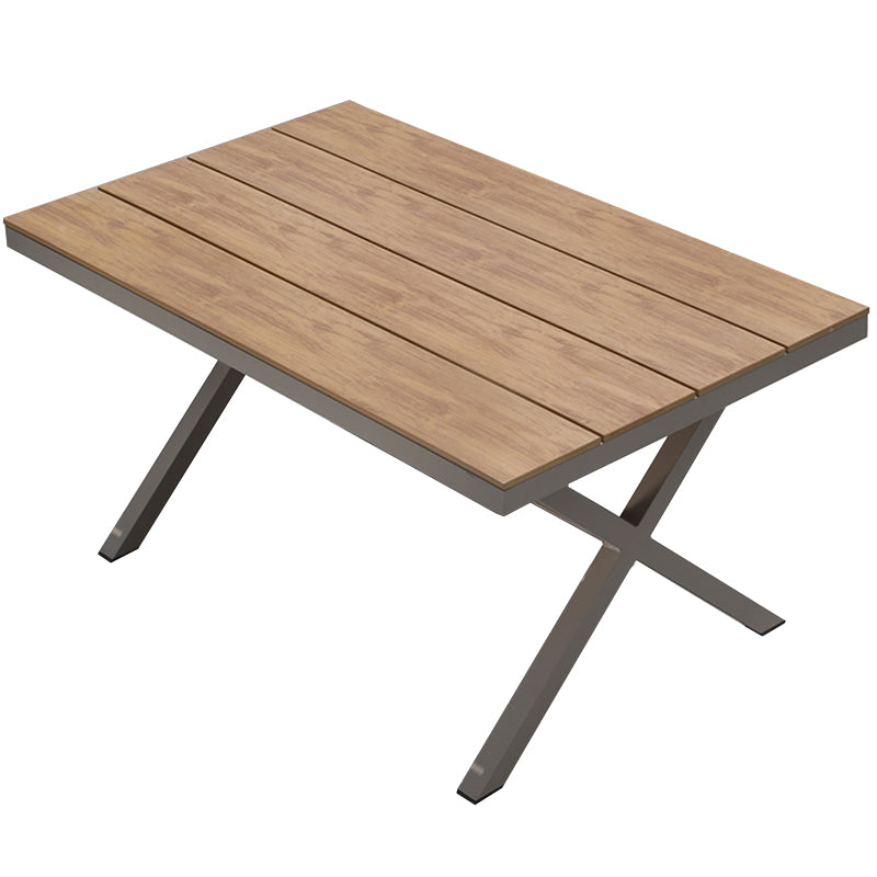 Modern Artificial Wood Courtyard Table Geometric Waterproof Outdoor Table