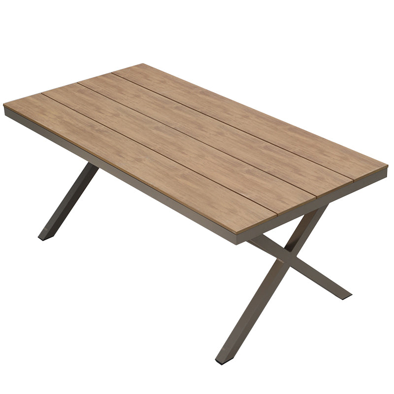 Modern Artificial Wood Courtyard Table Geometric Waterproof Outdoor Table