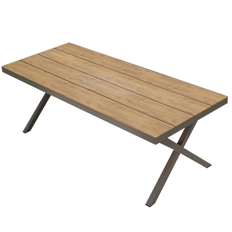 Modern Artificial Wood Courtyard Table Geometric Waterproof Outdoor Table