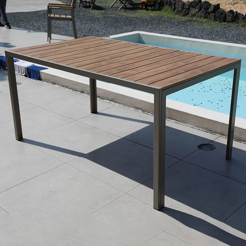 Modern Artificial Wood Courtyard Table Geometric Waterproof Outdoor Table