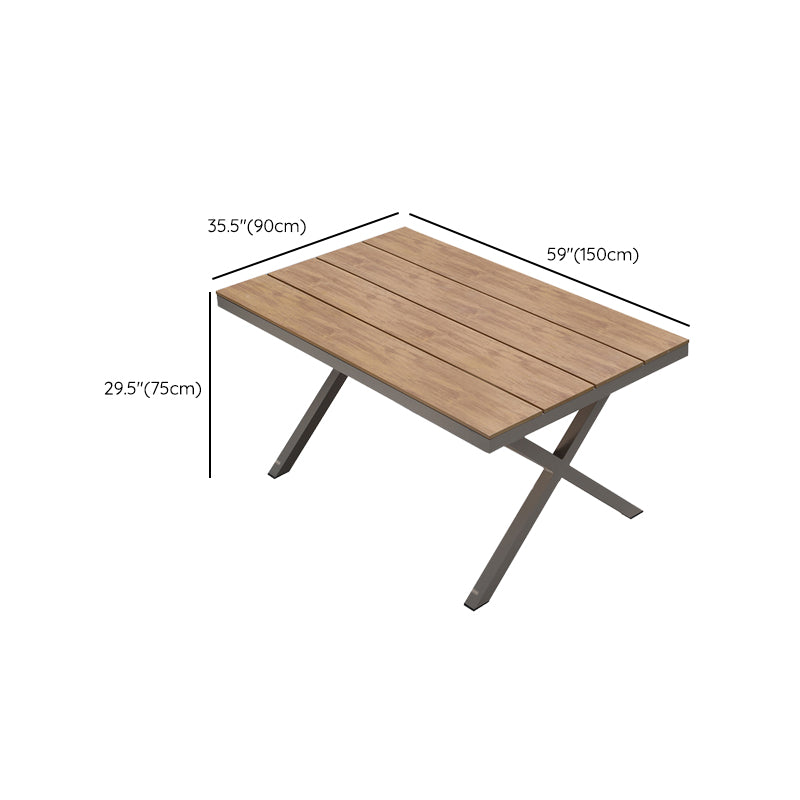 Modern Artificial Wood Courtyard Table Geometric Waterproof Outdoor Table