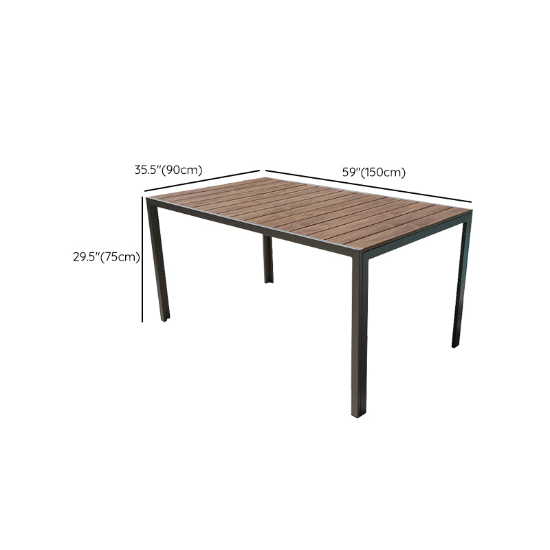 Modern Artificial Wood Courtyard Table Geometric Waterproof Outdoor Table