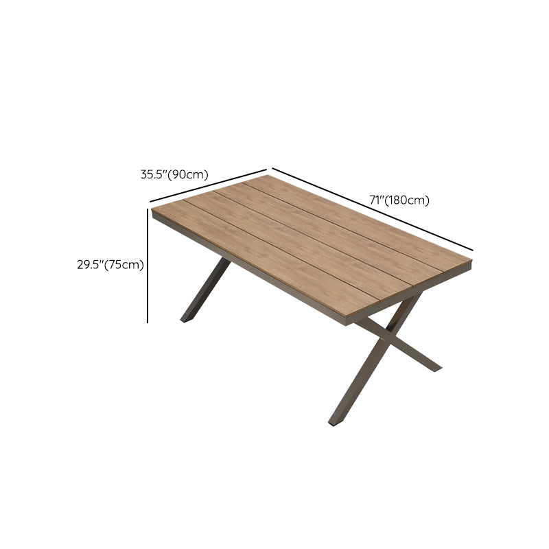 Modern Artificial Wood Courtyard Table Geometric Waterproof Outdoor Table