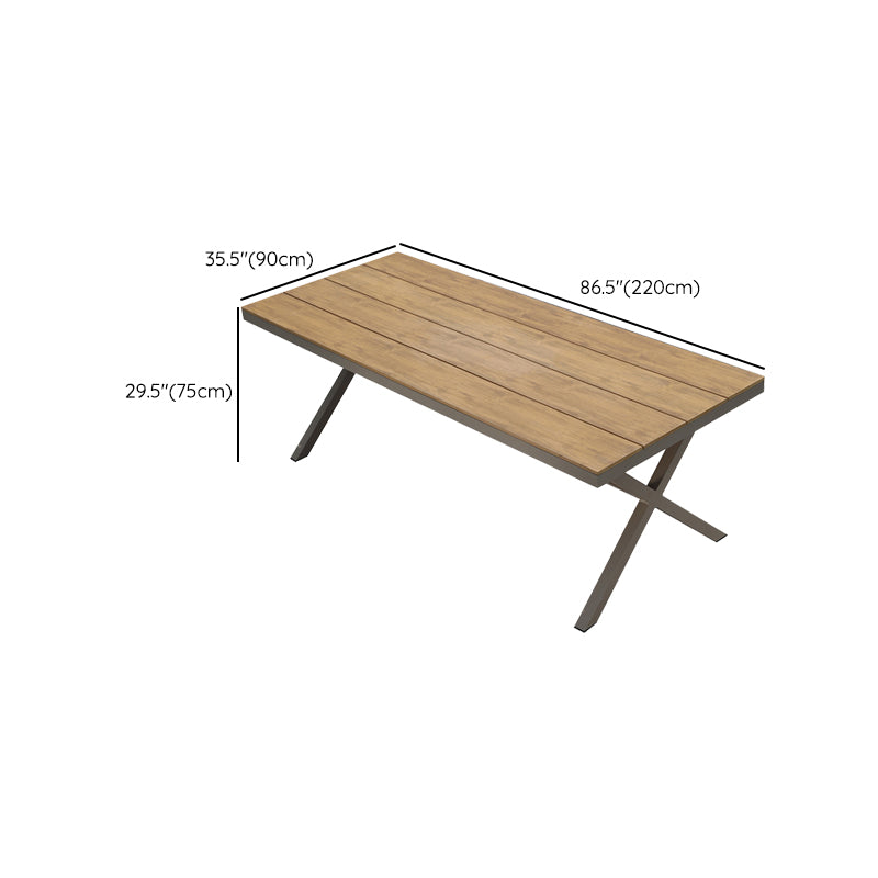 Modern Artificial Wood Courtyard Table Geometric Waterproof Outdoor Table