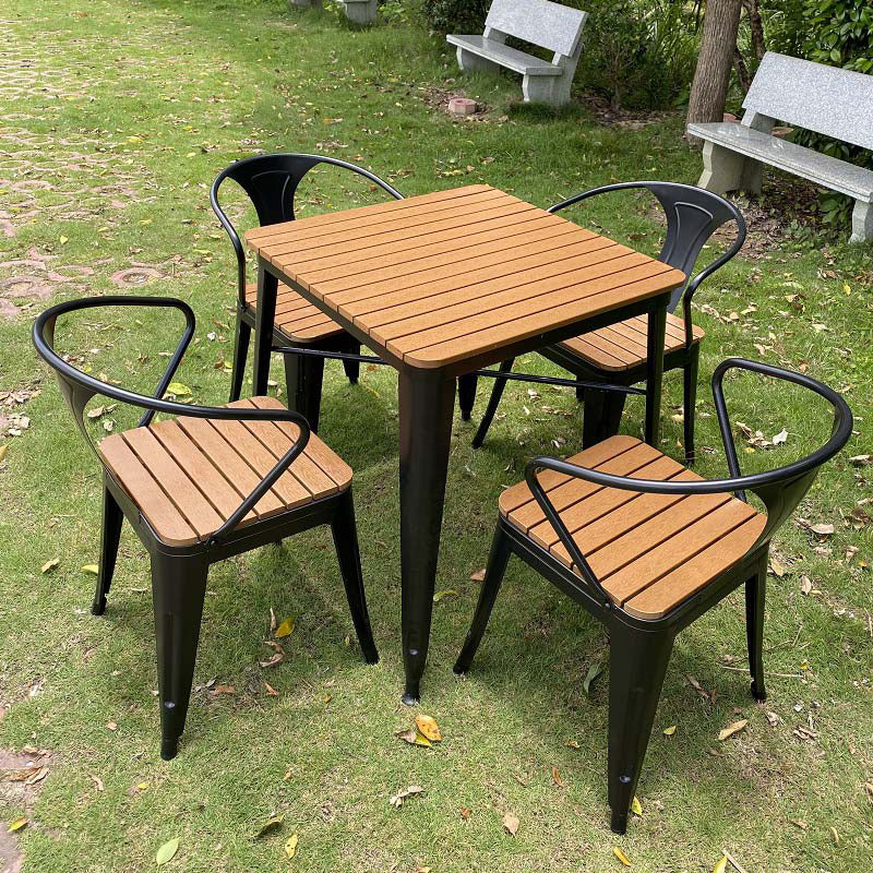 Modern Geometric Courtyard Table Artificial Wood Outdoor Table