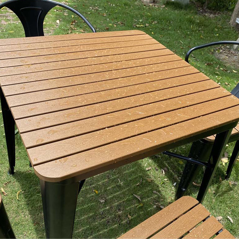 Modern Geometric Courtyard Table Artificial Wood Outdoor Table