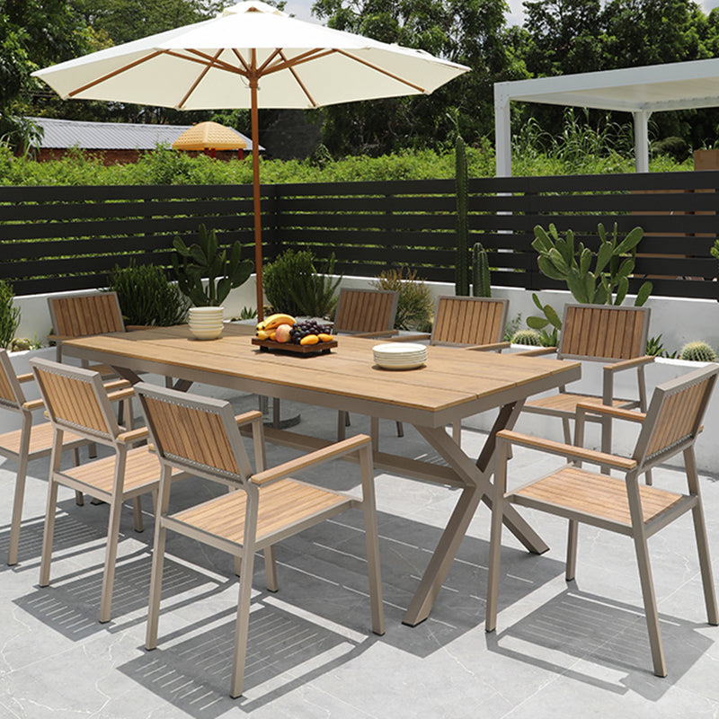 Modern Geometric Waterproof Courtyard Table Plastic Wood Outdoor Table