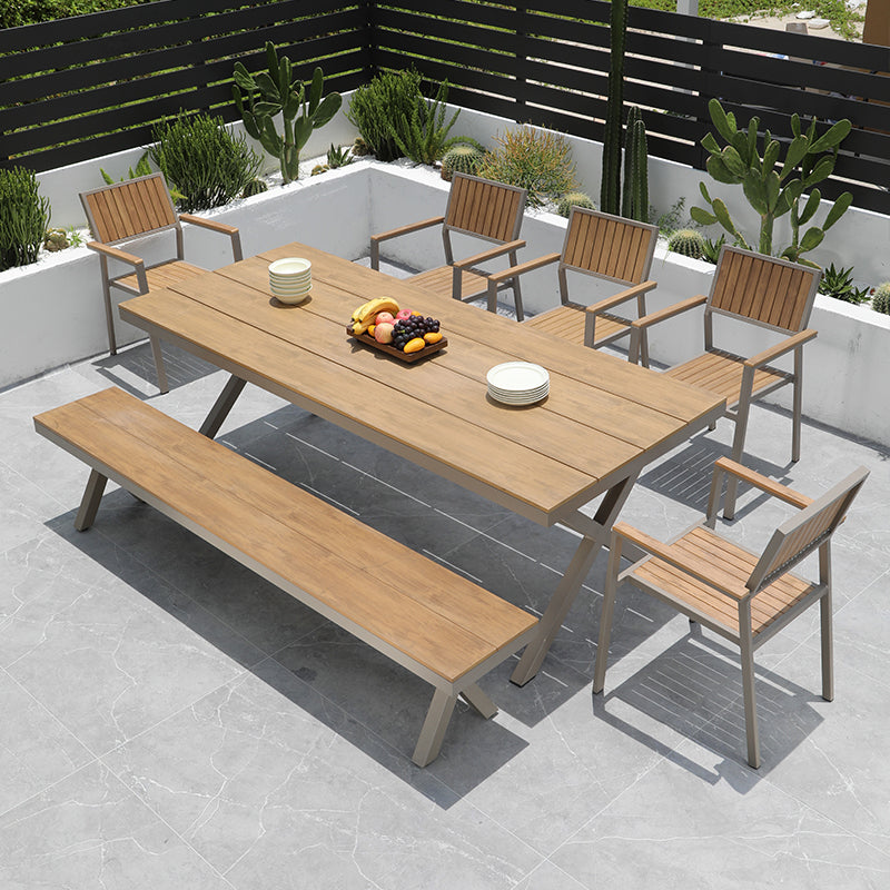 Modern Geometric Waterproof Courtyard Table Plastic Wood Outdoor Table