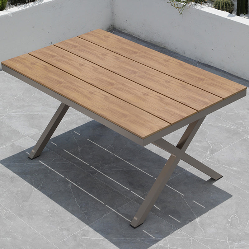 Modern Geometric Waterproof Courtyard Table Plastic Wood Outdoor Table