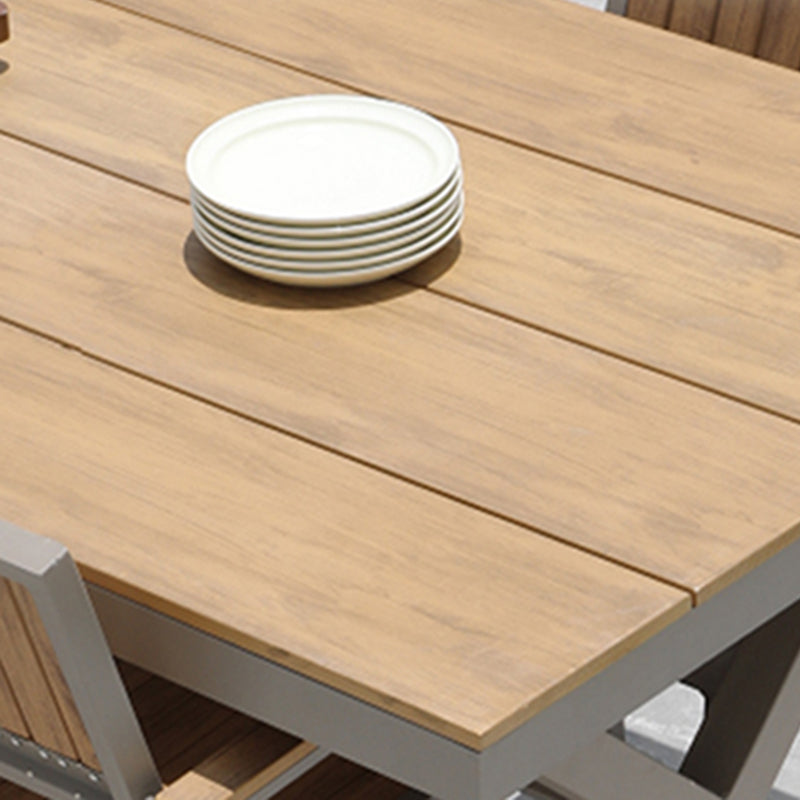 Modern Geometric Waterproof Courtyard Table Plastic Wood Outdoor Table