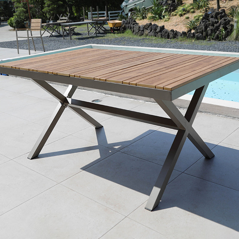 Modern Geometric Waterproof Courtyard Table Plastic Wood Outdoor Table