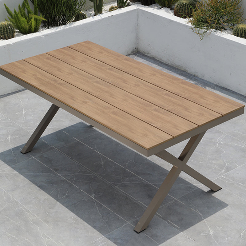 Modern Geometric Waterproof Courtyard Table Plastic Wood Outdoor Table