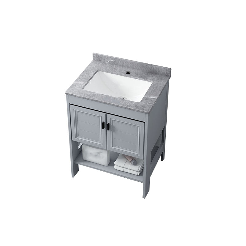 Grey Freestanding Vanity Metal Frame Glam Single Sink Shelving Included Vanity