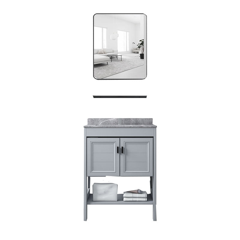 Grey Freestanding Vanity Metal Frame Glam Single Sink Shelving Included Vanity