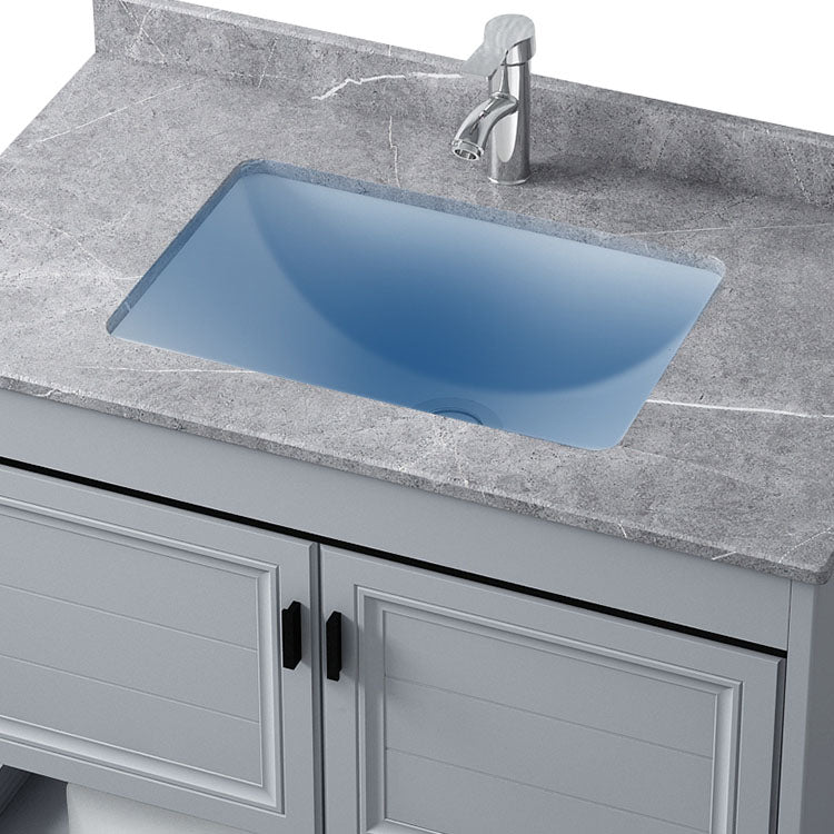 Grey Freestanding Vanity Metal Frame Glam Single Sink Shelving Included Vanity