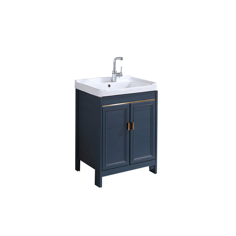 Modern Bathroom Vanity Set Single Freestanding 2 Doors Rectangular Sink Vanity