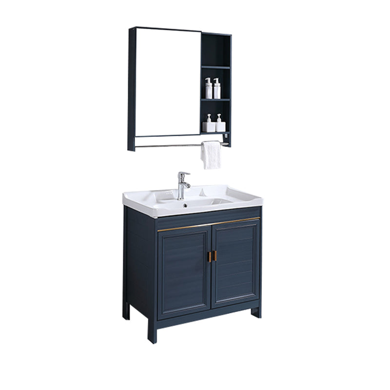 Modern Bathroom Vanity Set Single Freestanding 2 Doors Rectangular Sink Vanity