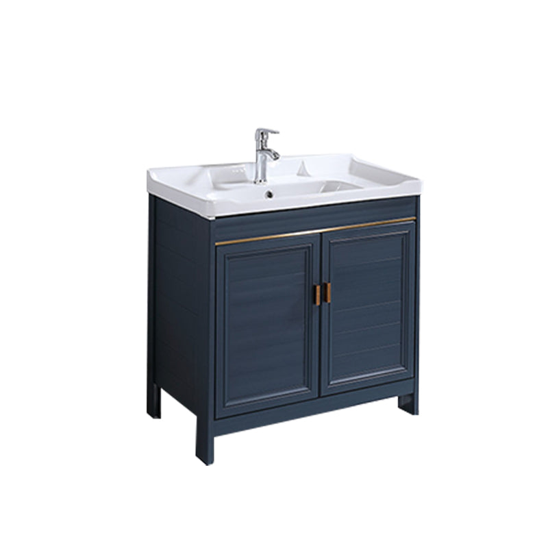 Modern Bathroom Vanity Set Single Freestanding 2 Doors Rectangular Sink Vanity