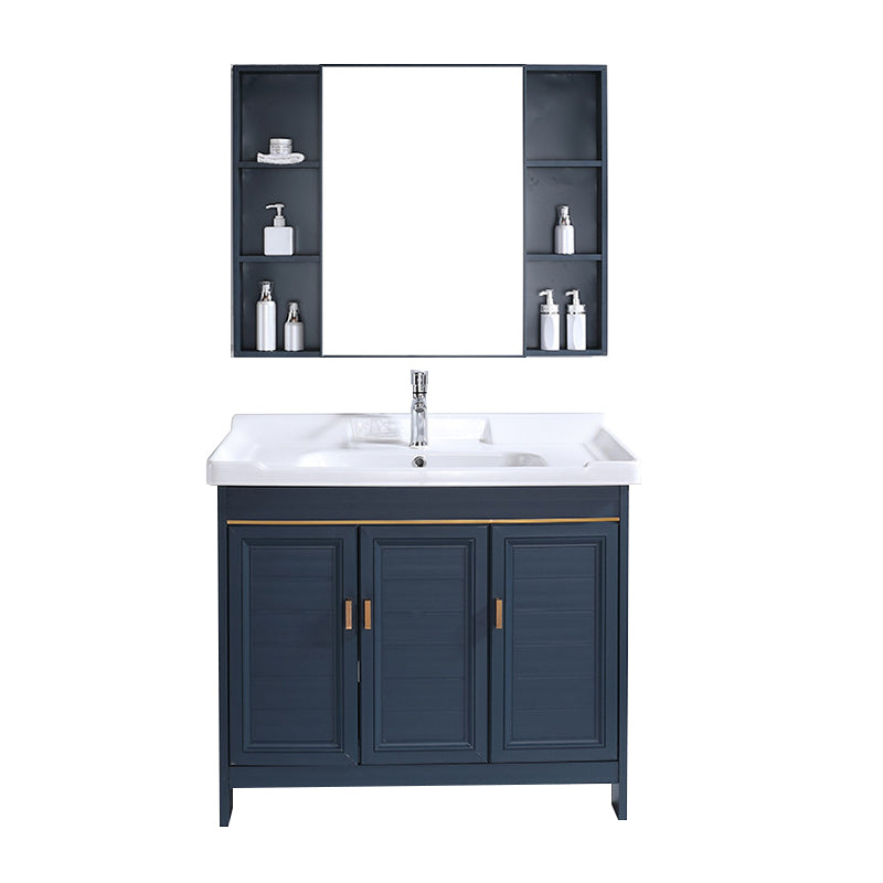 Modern Bathroom Vanity Set Single Freestanding 2 Doors Rectangular Sink Vanity