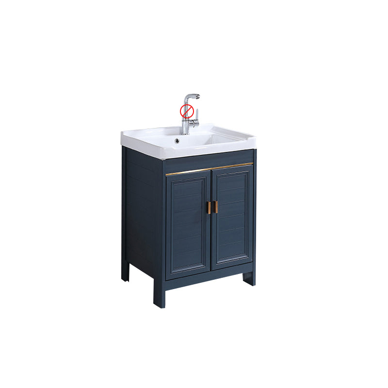 Modern Bathroom Vanity Set Single Freestanding 2 Doors Rectangular Sink Vanity