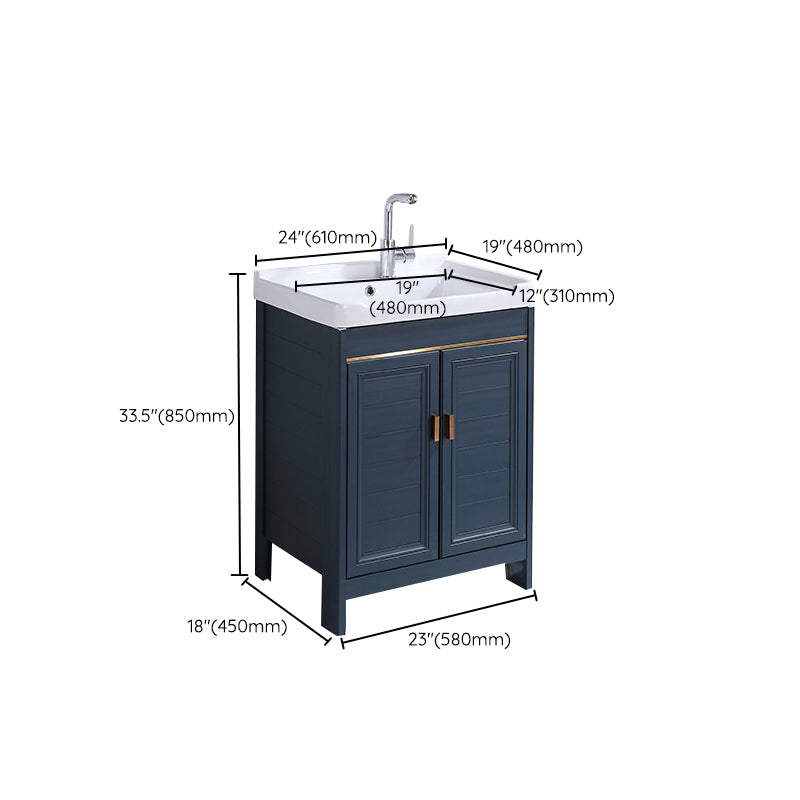 Modern Bathroom Vanity Set Single Freestanding 2 Doors Rectangular Sink Vanity