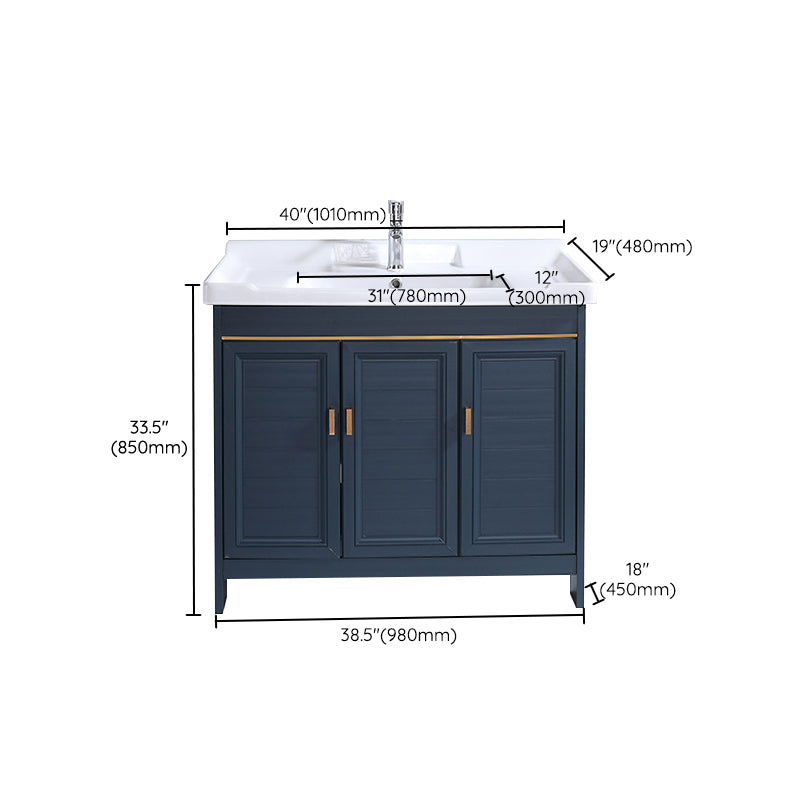 Modern Bathroom Vanity Set Single Freestanding 2 Doors Rectangular Sink Vanity