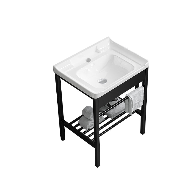 Modern Bathroom Sink Vanity Metal Frame Shelving Included Freestanding Sink Vanity