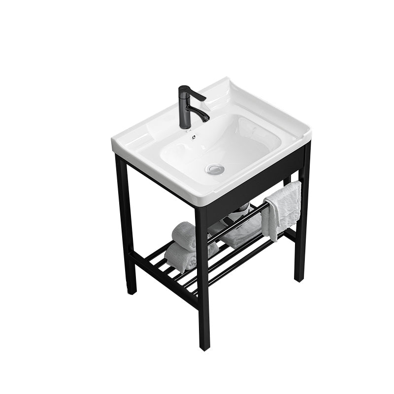 Modern Bathroom Sink Vanity Metal Frame Shelving Included Freestanding Sink Vanity