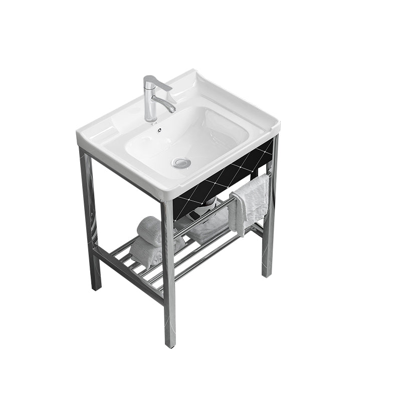 Modern Bathroom Sink Vanity Metal Frame Shelving Included Freestanding Sink Vanity