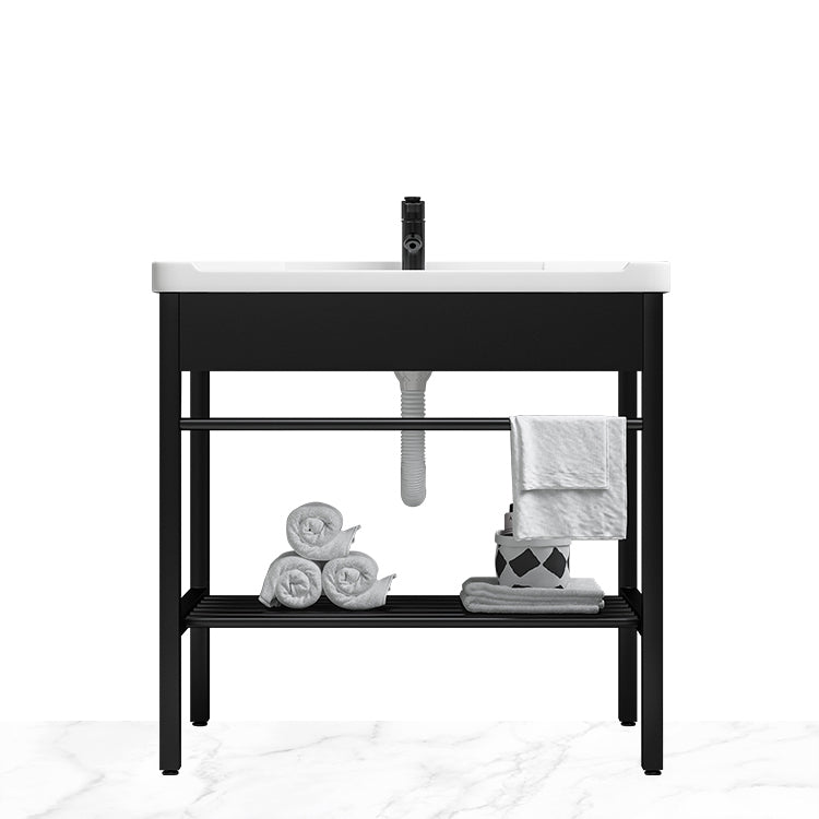 Modern Bathroom Sink Vanity Metal Frame Shelving Included Freestanding Sink Vanity