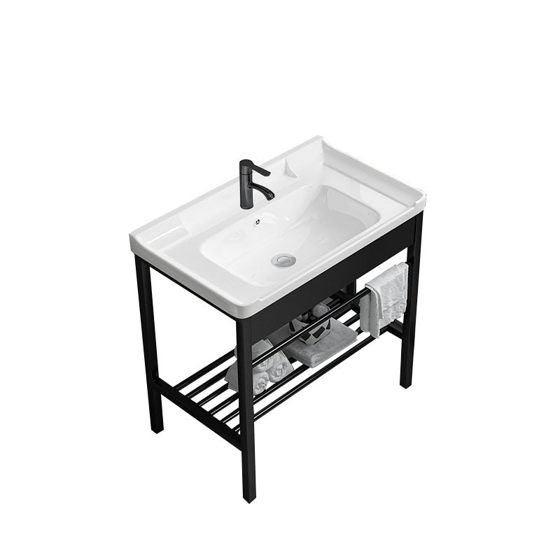 Modern Bathroom Sink Vanity Metal Frame Shelving Included Freestanding Sink Vanity