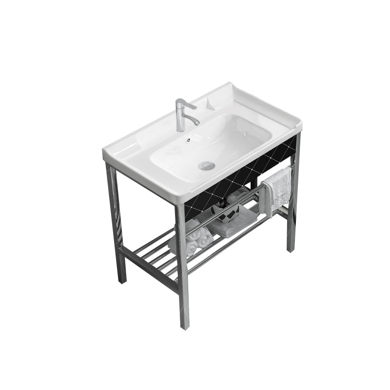 Modern Bathroom Sink Vanity Metal Frame Shelving Included Freestanding Sink Vanity