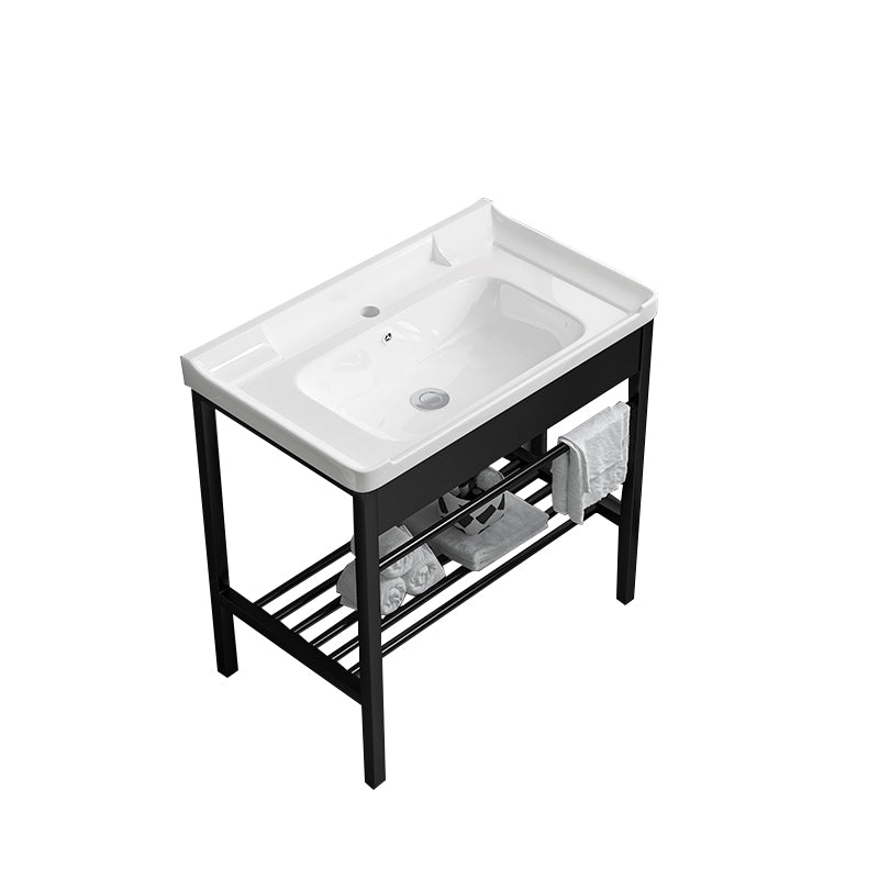 Modern Bathroom Sink Vanity Metal Frame Shelving Included Freestanding Sink Vanity