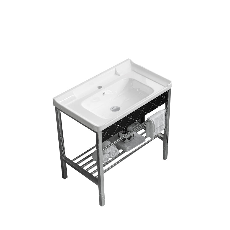 Modern Bathroom Sink Vanity Metal Frame Shelving Included Freestanding Sink Vanity