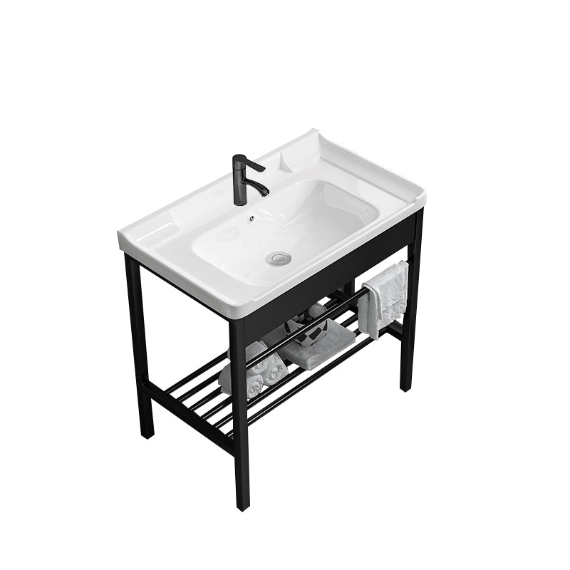 Modern Bathroom Sink Vanity Metal Frame Shelving Included Freestanding Sink Vanity