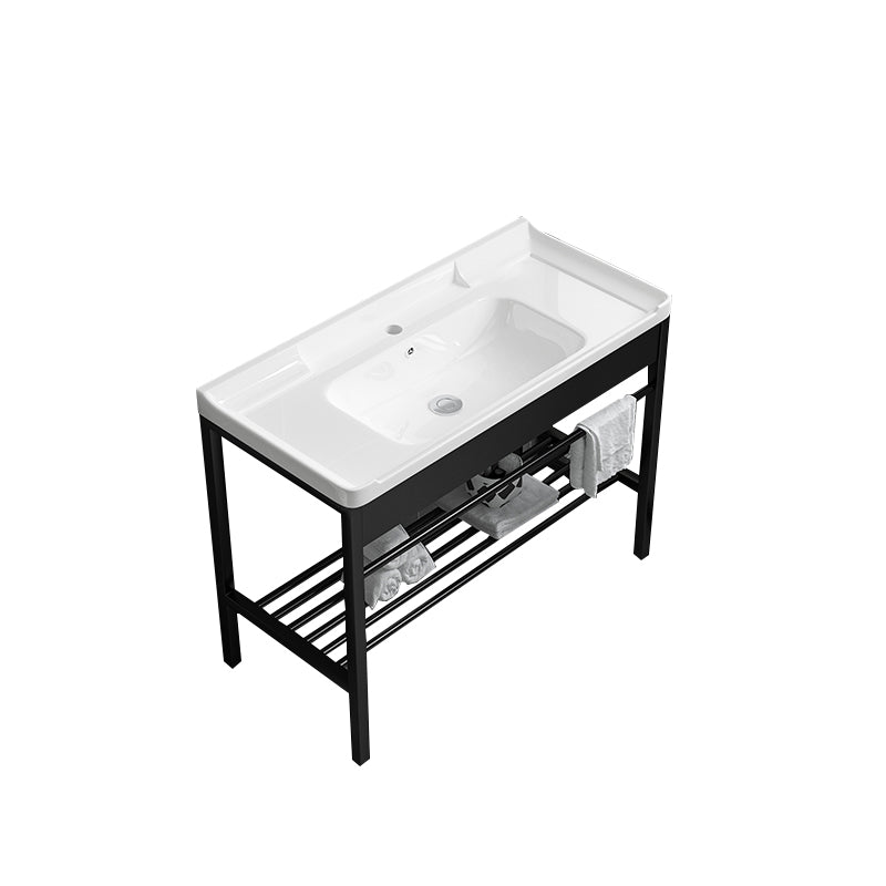 Modern Bathroom Sink Vanity Metal Frame Shelving Included Freestanding Sink Vanity