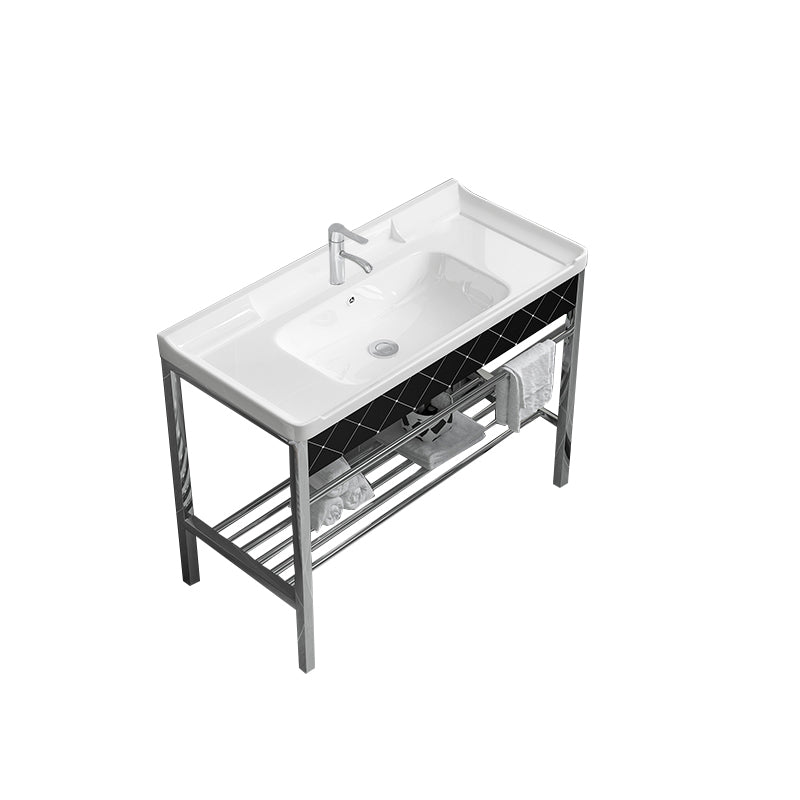 Modern Bathroom Sink Vanity Metal Frame Shelving Included Freestanding Sink Vanity