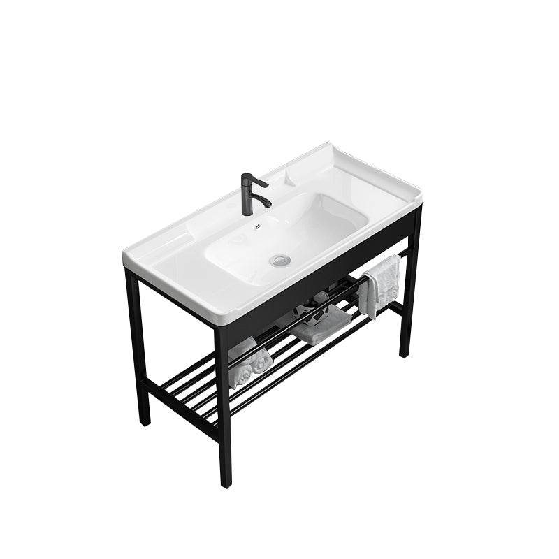 Modern Bathroom Sink Vanity Metal Frame Shelving Included Freestanding Sink Vanity