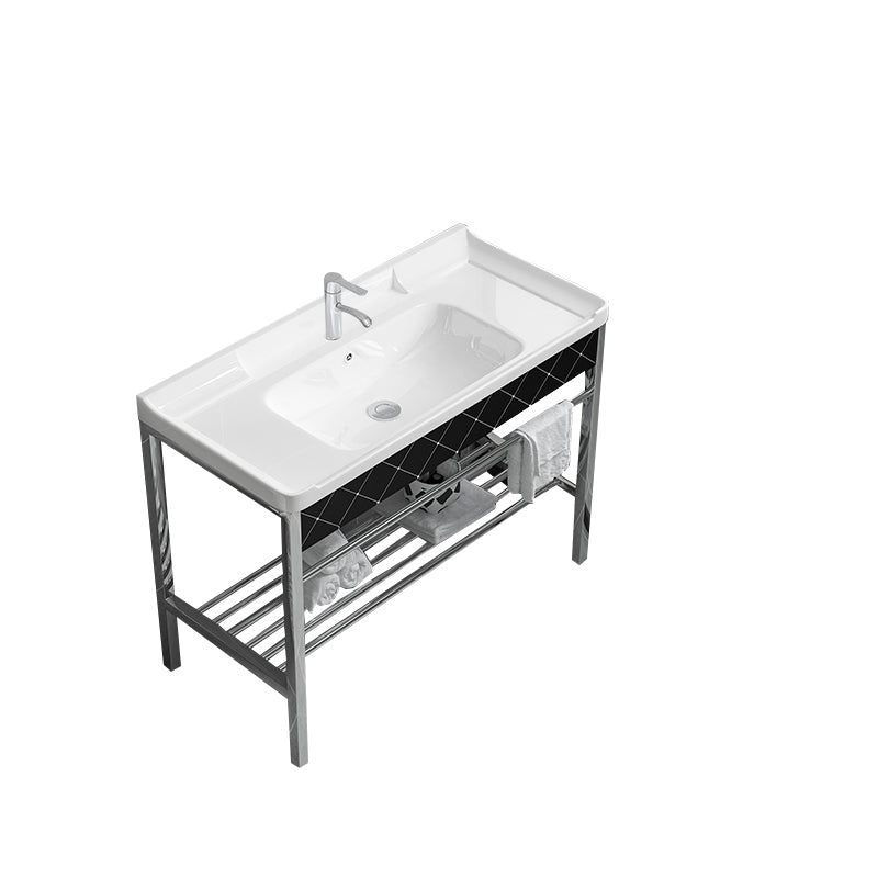 Modern Bathroom Sink Vanity Metal Frame Shelving Included Freestanding Sink Vanity