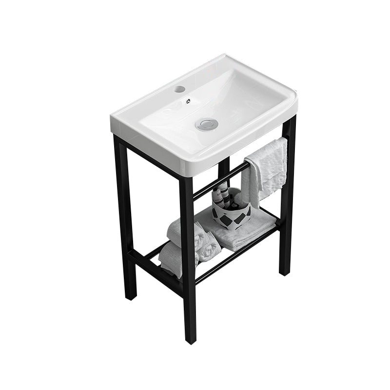 Modern Bathroom Sink Vanity Metal Frame Shelving Included Freestanding Sink Vanity