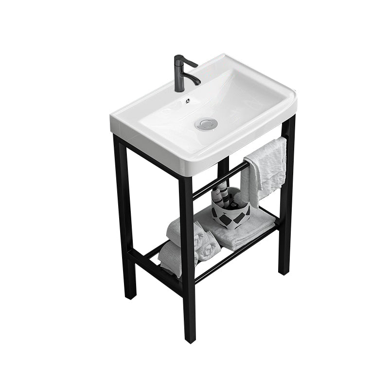 Modern Bathroom Sink Vanity Metal Frame Shelving Included Freestanding Sink Vanity