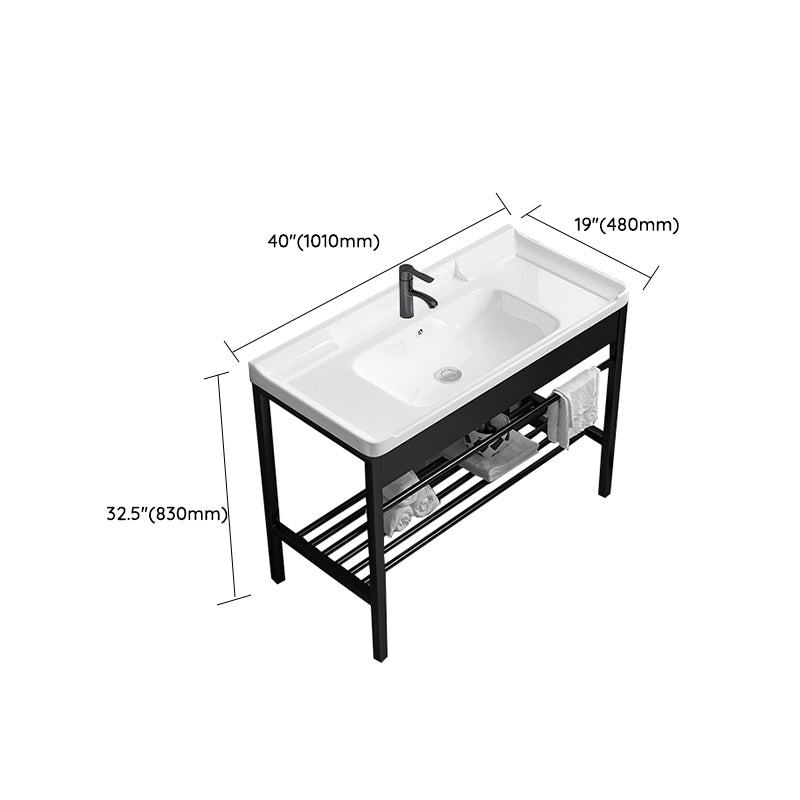 Modern Bathroom Sink Vanity Metal Frame Shelving Included Freestanding Sink Vanity