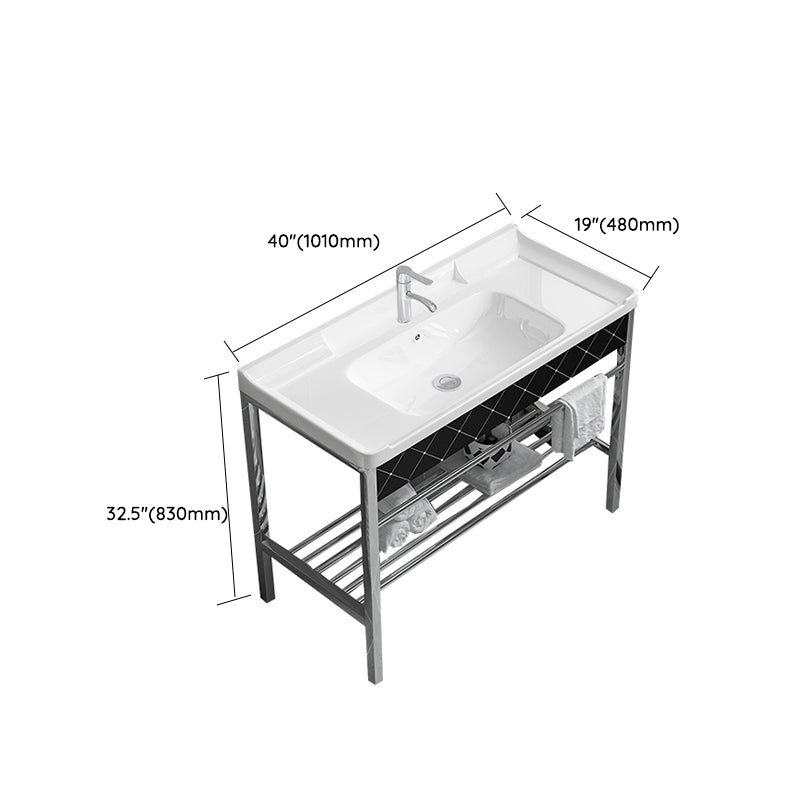 Modern Bathroom Sink Vanity Metal Frame Shelving Included Freestanding Sink Vanity