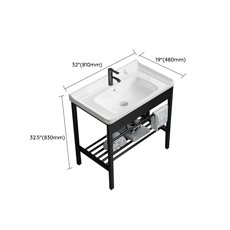 Modern Bathroom Sink Vanity Metal Frame Shelving Included Freestanding Sink Vanity