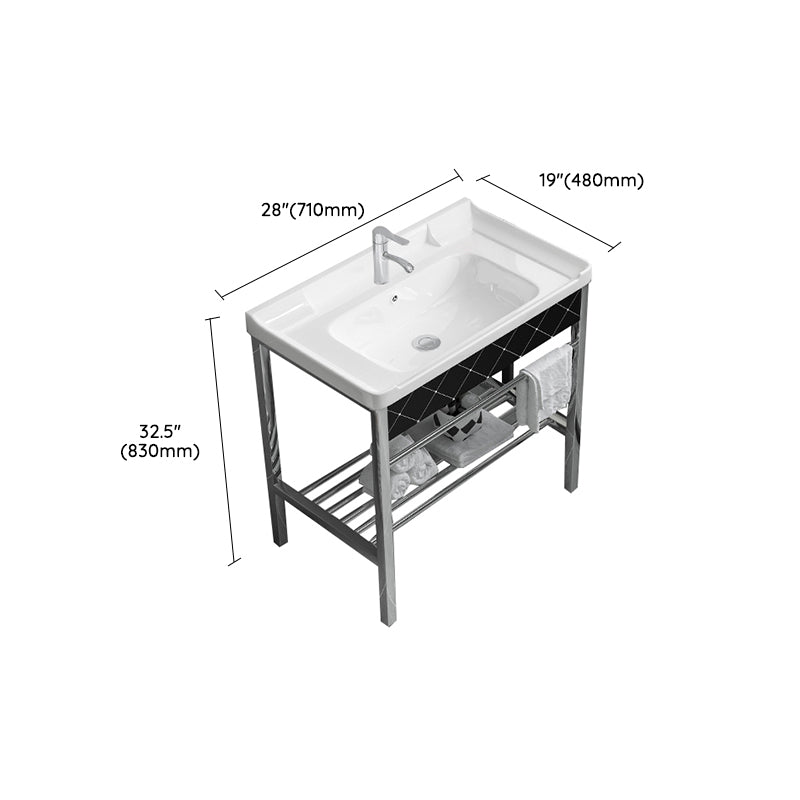 Modern Bathroom Sink Vanity Metal Frame Shelving Included Freestanding Sink Vanity